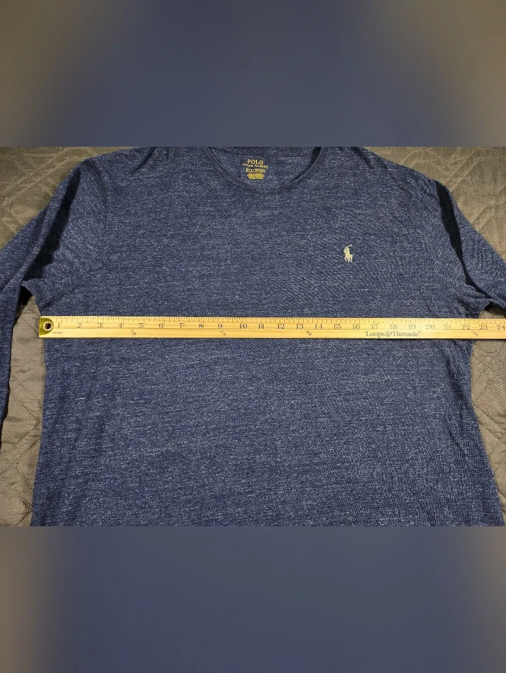 Polo Ralph Lauren blue heather long-sleeve crewneck t-shirt embroidered logo L